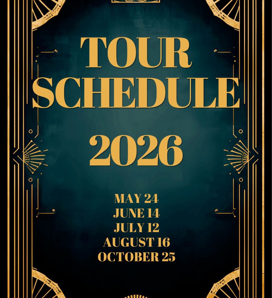 1920s Inspired Vintage Poster with Blue Background